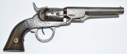 Bacon Manufacturing Company .31 five-shot single action percussion revolver with engraved frame,