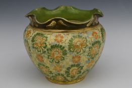 Doulton Lambeth jardinière with floral decoration, H20.5 x D25cm