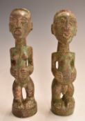 A pair of African bronze tribal fertility figures, 18cm tall.