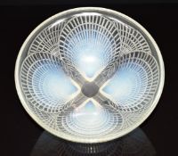 Lalique Coquilles opalescent glass bowl decorated with shells, impressed to base 'R Lalique', 18.5cm