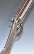 John Blanche & Son 12 bore side by side hammer action shotgun with engraved named lock, hammers,