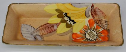 Gray's Pottery Art Deco dish decorated with flowers with, unusual 'Kathy' signature, W24 x D10 x