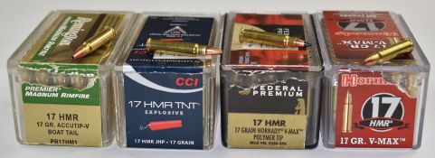 One-hundred-and-eighty-nine .17HMR rifle cartridges including CCI, Hornady, Federal, Remington, etc,