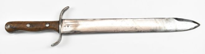 Bolo style knife with S shaped cross piece, 38cm single edged blade and stamped LFAZ17. PLEASE