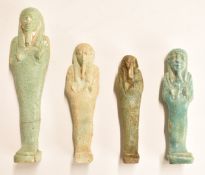 Four Ancient Egyptian shabti, largest 13.5cm tall.