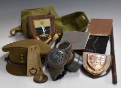 British Army Royal Signals officer's khaki field cap, beret and side hat attributed to Major B H