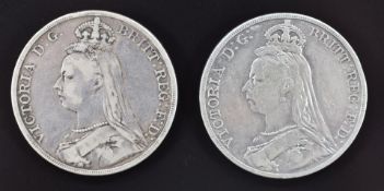 Two Queen Victoria Jubilee crowns 1887 and 1889