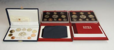 Royal Mint Deluxe Proof Coin Set for 2001 and 2003, together with a Vaticano AN.MMVII. 2007 set