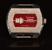 Lucerne digital jump hour gentleman's wristwatch with maroon dial, white subsidiary dials and