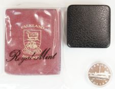 Royal Mint Falkland Islands commemorative silver proof oversized coin, in case with certificate,