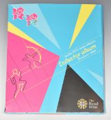 London 2012 Olympic twenty nine coin collection with the Completer Medallion, in album