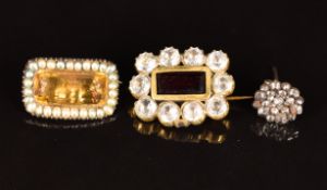 Two Victorian mourning brooches and a cut steel earring