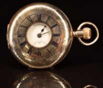 Waltham gold plated keyless winding half hunter pocket watch with inset subsidiary seconds dial,
