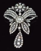 French silver brooch / pendant with foiled paste, 6.8 x 4.5cm, 28.5g