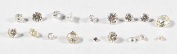 A collection of loose diamonds including princess cut and old cut, the largest approximately 0.25ct,