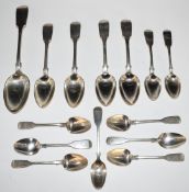 Georgian and later hallmarked silver Fiddle pattern cutlery comprising table spoon (length 22.