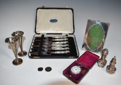 Hallmarked silver photograph frame, overall height 14cm, pair of  Victorian hallmarked silver