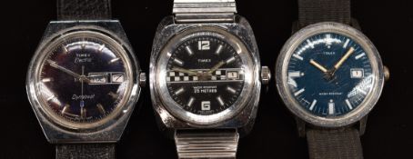 Three Timex gentleman's wristwatches comprising Electric Dynabeat, one with racing dial and one