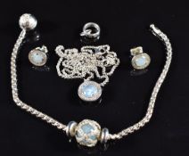 Thomas Sabo suite of silver jewellery comprising bracelet, necklace and earrings