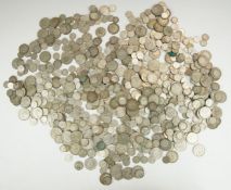 Approximately 4.17kg pre 1947 silver coinage, includes high grade sixpences
