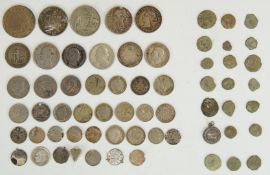 A collection of silver and other overseas coinage together with a quantity of uncleaned ancient