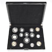 Royal Mint 2014 UK Silver Proof Coin Set comprising fourteen coins, in fitted case with certificates