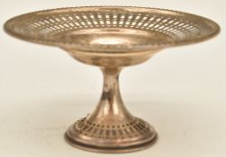George V hallmarked silver tazza with pierced decoration, London 1913, maker Stewart Dawson & Co