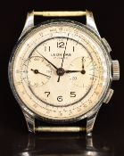 Leonidas (pre Heuer) gentleman's chronograph wristwatch with blued hands, Arabic numerals, silver