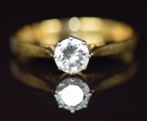 An 18ct gold ring set with a diamond of approximately 0.5ct, 2.9g, size O