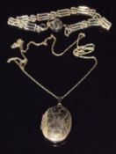 A 9ct gold locket and chain and 9ct gold gate bracelet, 11.3g
