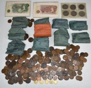 A large collection of English copper coinage, Queen Victoria onwards, together with very worn George