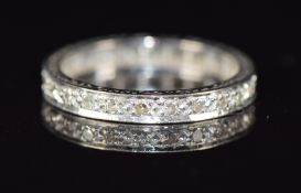 Art Deco style 18ct white gold ring set with diamonds, 3.6g, size P