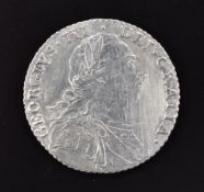 George III 1787 shilling, no semee of hearts reverse, curaissed and laureate bust, VF
