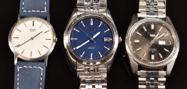 Three Seiko gentleman's wristwatches 5 automatic ref. 6119-8080 with day and date aperture, luminous
