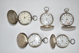 Four hallmarked silver full hunter pocket watches comprising Charles Preston & Sons Ltd, Henry