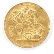 Queen Victoria 1887 gold full sovereign