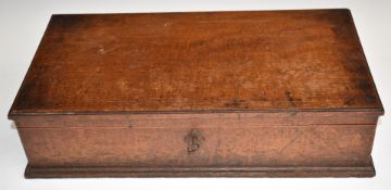 19thC oak bible box with provenance to inside of lid, W51 x D28 x H13cm