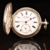 H Samuel of Manchester hallmarked silver full hunter pocket watch with inset subsidiary seconds