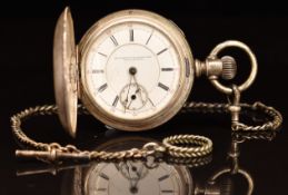 Robert Cockburn of New York 'Coin' silver keyless winding full hunter pocket watch with blued hands,