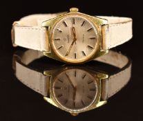 Omega ladies wristwatch ref. 535.014 with luminous gold hands, baton hour markers, silver dial, gold