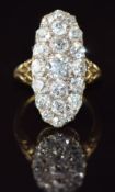 Victorian 18ct gold ring set with old cut diamonds, the centre diamond approximately 0.9ct, total