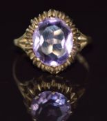 A 9ct gold ring set with an amethyst, 2.9g, size O/P