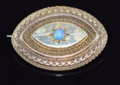 Victorian 9ct gold brooch set with an opal cabochon in a star setting with rope twist decoration,