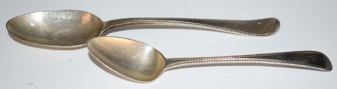 Georgian bottom hallmarked feather edge tablespoon, London 1780, maker's mark indistinct, length