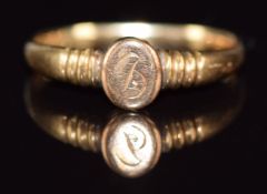 Victorian 15ct gold signet ring, Birmingham 1898, 1.8g, size J