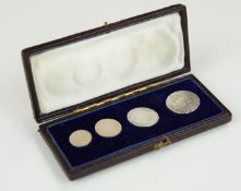 Maundy coins comprising three Queen Victoria jubilee head 1d, 2d and 3d 1889, and an 1899 veiled