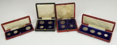 Edward VII Maundy coins in cases, comprising 1904 1d, 2d and 4d; 1905 1d, 2d and 4d; 1906 2d, 3d and