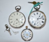 Three silver pocket watches comprising James Turner of Liverpool with subsidiary seconds dial,