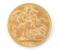 Edward VII 1910 gold full sovereign