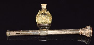 Victorian propelling pencil set with foiled paste and Victorian seal fob